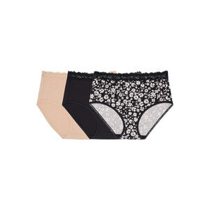 Comfort Code Women's 3pk Lace High-Rise Brief Black/Frappe/Blk Floral -